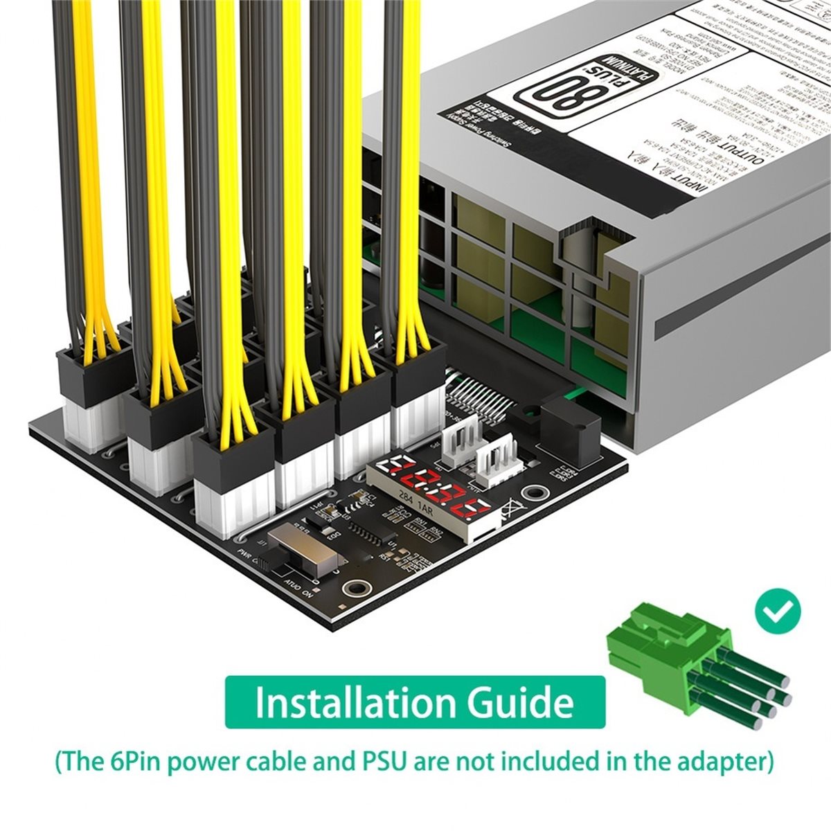 2400W Server Psu Breakout Board - 12-Port PCIe 6-Pin-Anschluss Breakout-Board mit Synchronisation