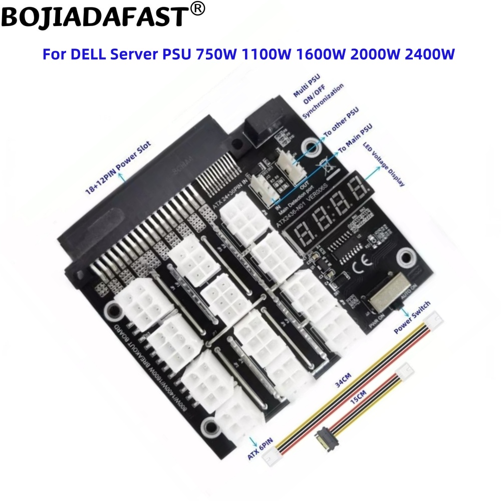 12 Ports PCI-E 6-Pin-Anschluss – 2400W Server Psu Breakout Board Bewertung und Preis
