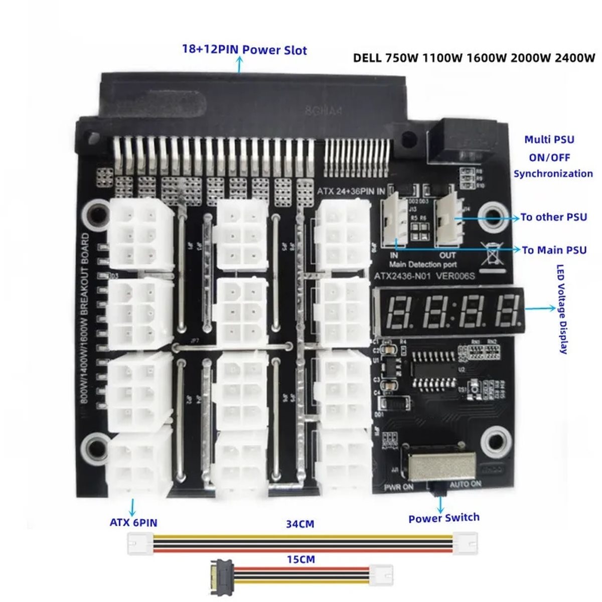 M05K 12-Port PCIe 6-Pin-Anschl – 2400W Server Psu Breakout Board Bewertung und Preis